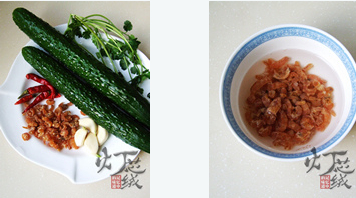 海米拌黄瓜的做法步骤1-2