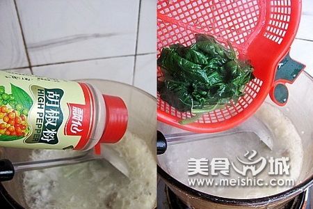 鸡肝菠菜粥步骤7