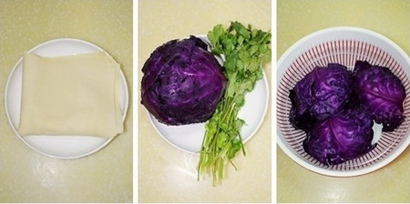 紫甘蓝拌豆腐皮步骤1-3